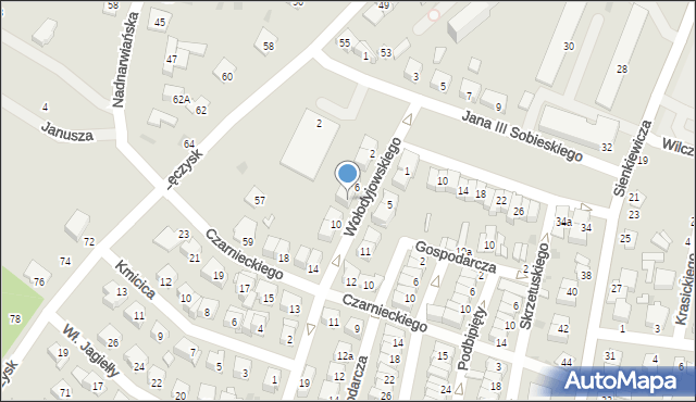 Ostrołęka, Wołodyjowskiego Michała, 8, mapa Ostrołęka