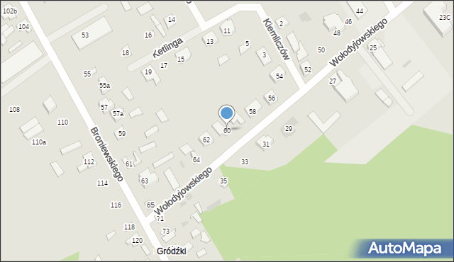 Ostrów Mazowiecka, Wołodyjowskiego Michała, 60, mapa Ostrów Mazowiecka