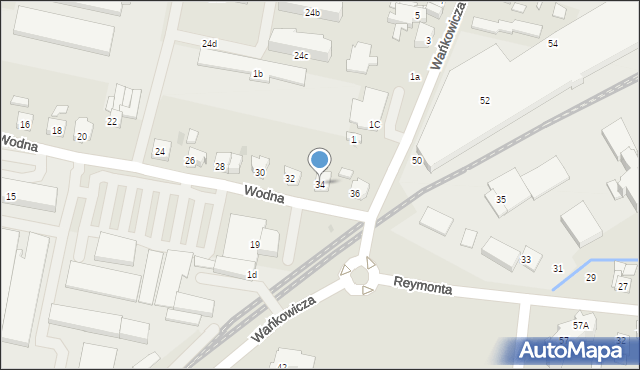 Ostrów Wielkopolski, Wodna, 34, mapa Ostrów Wielkopolski