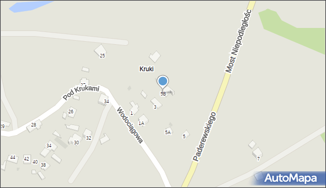 Oświęcim, Wodociągowa, 5B, mapa Oświęcimia