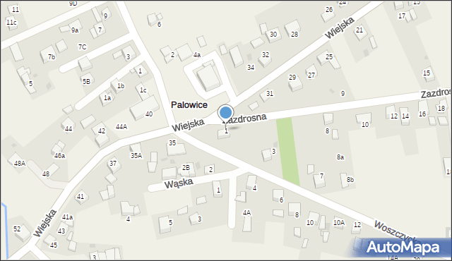 Palowice, Woszczycka, 1, mapa Palowice