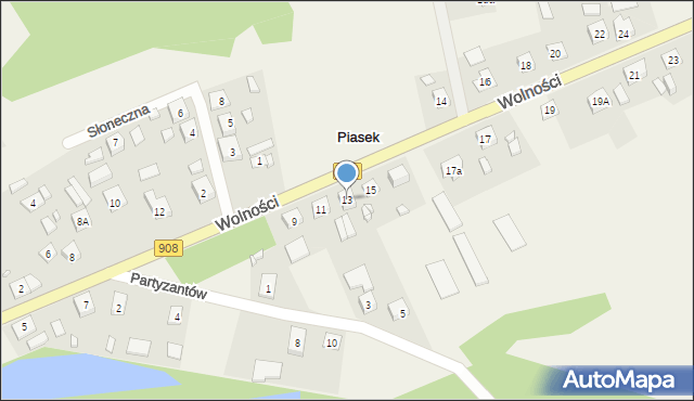 Piasek, Wolności, 13, mapa Piasek
