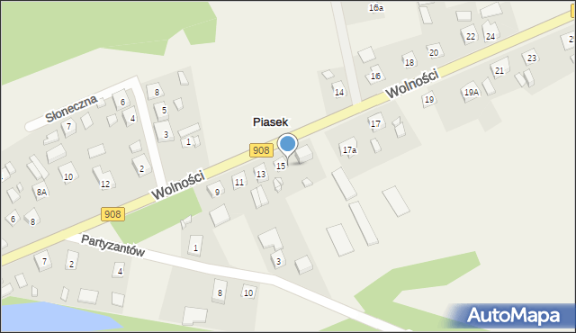 Piasek, Wolności, 15a, mapa Piasek