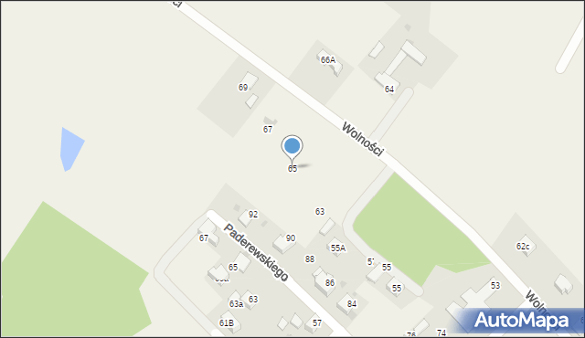 Piasek, Wolności, 65, mapa Piasek