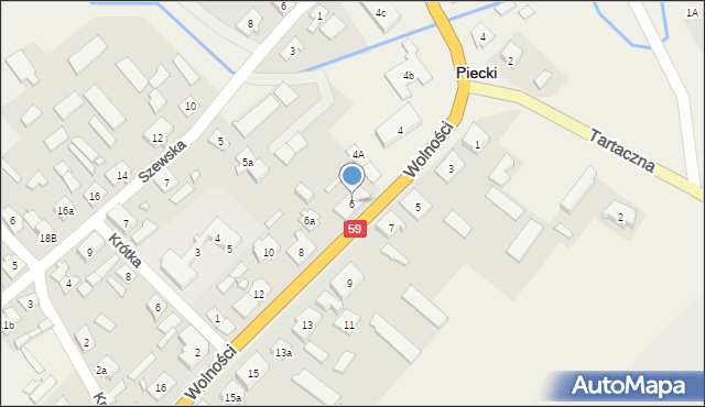 Piecki, Wolności, 6, mapa Piecki