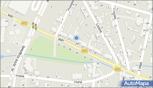 Piotrków Trybunalski, Wojska Polskiego, 105, mapa Piotrków Trybunalski