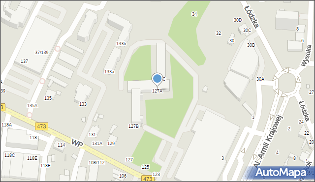 Piotrków Trybunalski, Wojska Polskiego, 127sa, mapa Piotrków Trybunalski