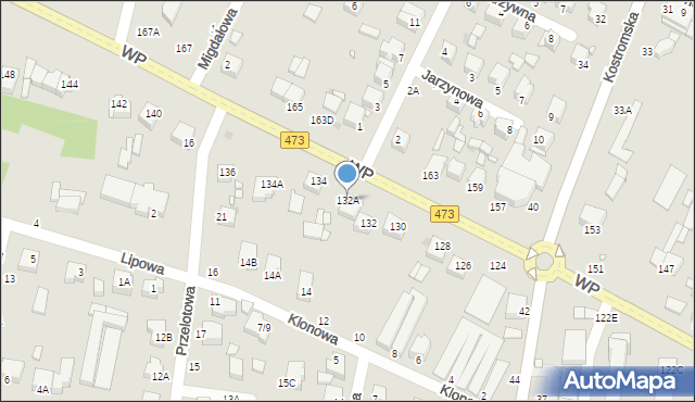 Piotrków Trybunalski, Wojska Polskiego, 132A, mapa Piotrków Trybunalski