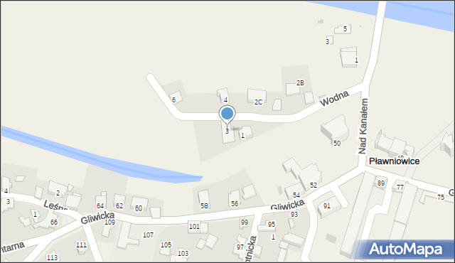 Pławniowice, Wodna, 3, mapa Pławniowice