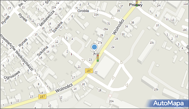 Pniewy, Wolności, 25, mapa Pniewy