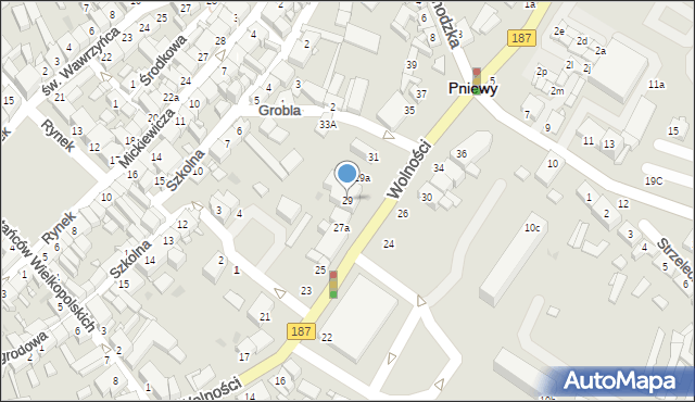 Pniewy, Wolności, 29, mapa Pniewy