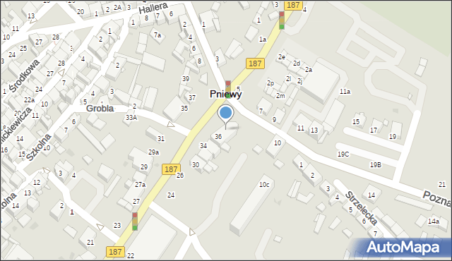 Pniewy, Wolności, 38, mapa Pniewy