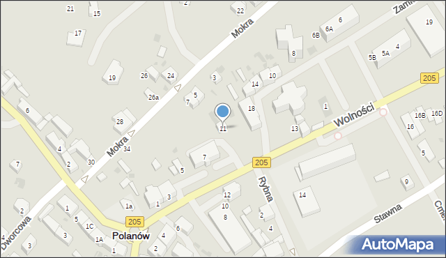Polanów, Wolności, 11, mapa Polanów
