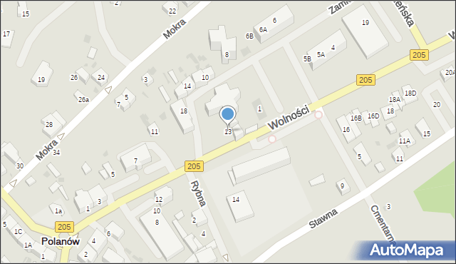 Polanów, Wolności, 13, mapa Polanów