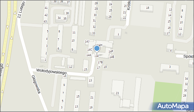 Polkowice, Wołodyjowskiego Michała, 14, mapa Polkowice