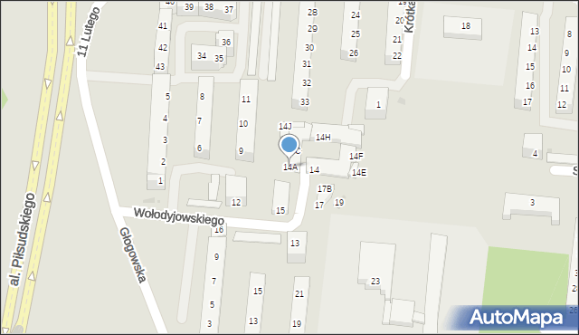 Polkowice, Wołodyjowskiego Michała, 14A, mapa Polkowice