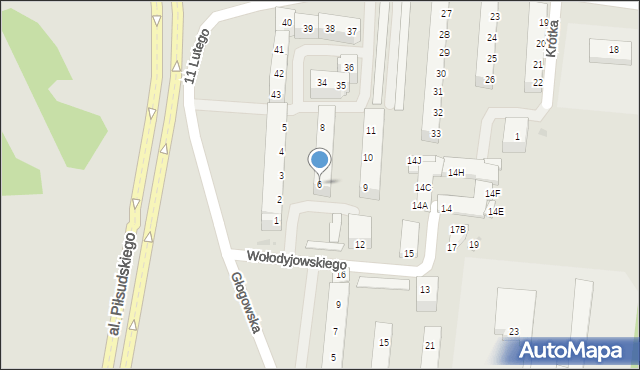 Polkowice, Wołodyjowskiego Michała, 6, mapa Polkowice