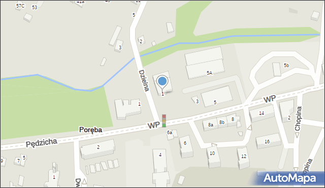 Poręba, Wojska Polskiego, 1, mapa Poręba