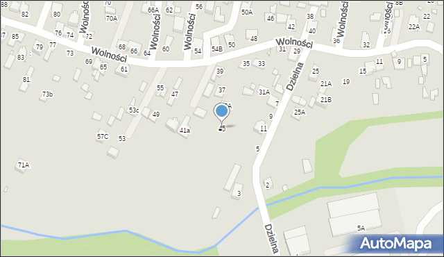 Poręba, Wolności, 45, mapa Poręba