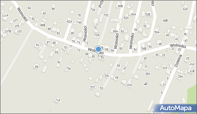 Poręba, Wolności, 63, mapa Poręba