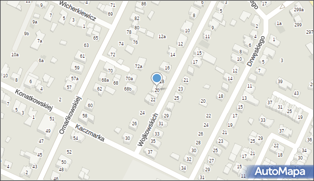 Poznań, Wojkowskich Julii i Antoniego, 20, mapa Poznania