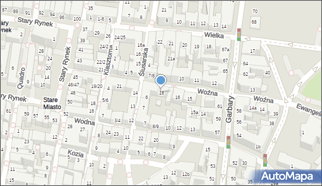 Poznań, Woźna, 18, mapa Poznania