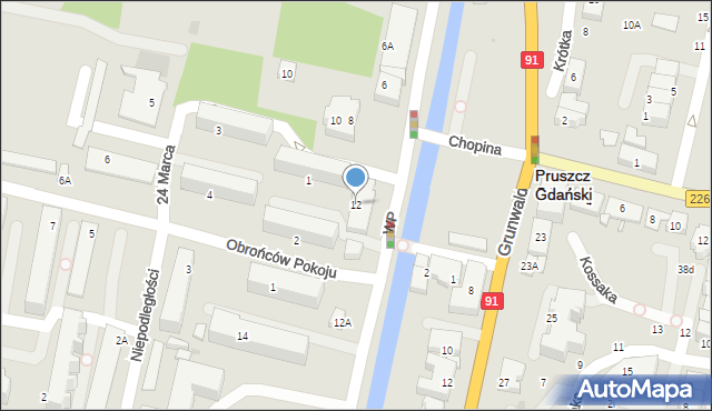 Pruszcz Gdański, Wojska Polskiego, 12, mapa Pruszcz Gdański