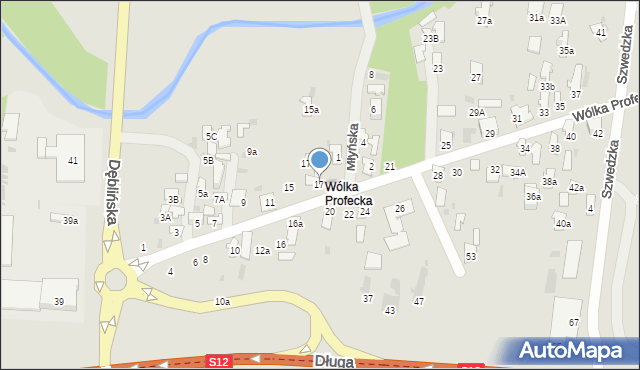 Puławy, Wólka Profecka, 17, mapa Puław