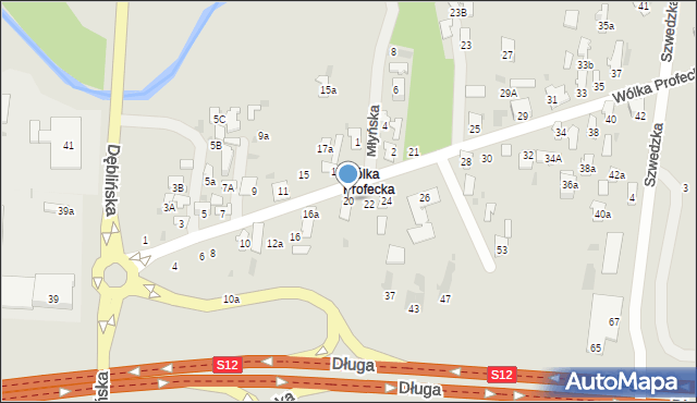 Puławy, Wólka Profecka, 20, mapa Puław
