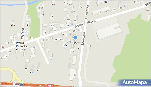 Puławy, Wólka Profecka, 42a, mapa Puław