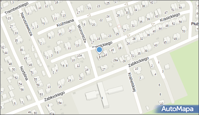 Puławy, Woronicza Jana Pawła, 9, mapa Puław