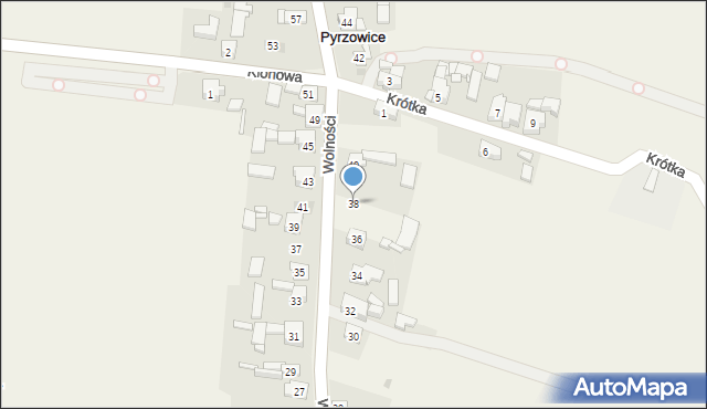 Pyrzowice, Wolności, 38, mapa Pyrzowice