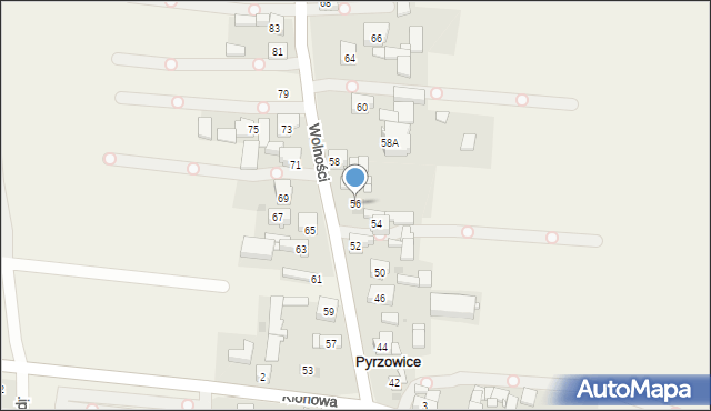 Pyrzowice, Wolności, 56, mapa Pyrzowice