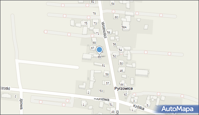 Pyrzowice, Wolności, 63, mapa Pyrzowice