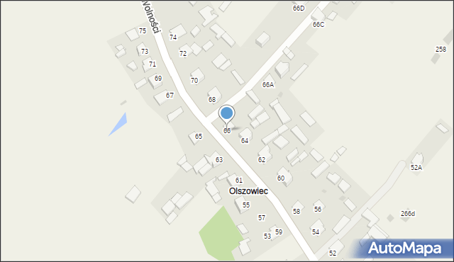 Pysznica, Wolności, 66, mapa Pysznica