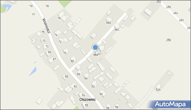 Pysznica, Wolności, 66A, mapa Pysznica