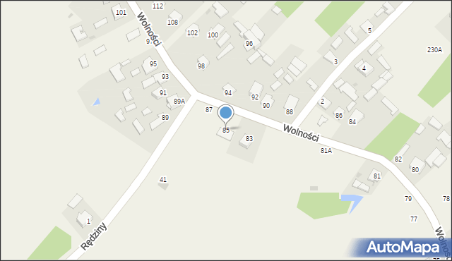 Pysznica, Wolności, 85, mapa Pysznica