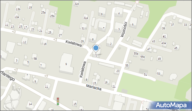 Radlin, Wolności, 1, mapa Radlin