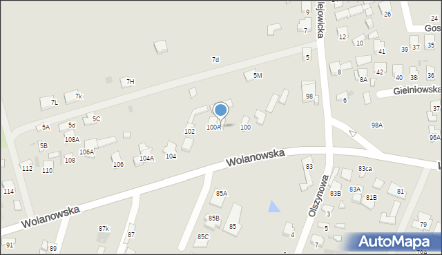 Radom, Wolanowska, 100B, mapa Radomia