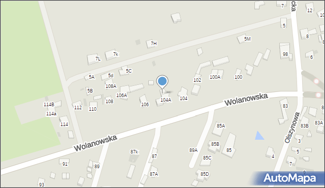 Radom, Wolanowska, 104B, mapa Radomia