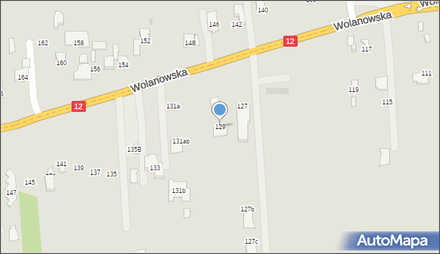 Radom, Wolanowska, 129, mapa Radomia