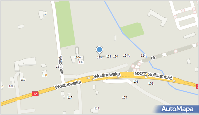 Radom, Wolanowska, 130, mapa Radomia