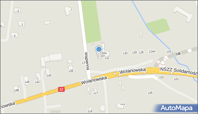 Radom, Wolanowska, 134, mapa Radomia