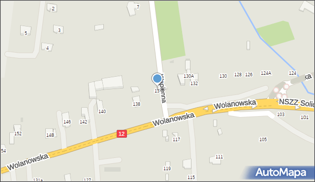 Radom, Wolanowska, 136, mapa Radomia