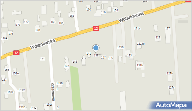 Radom, Wolanowska, 139, mapa Radomia