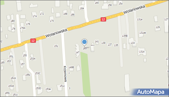 Radom, Wolanowska, 145, mapa Radomia