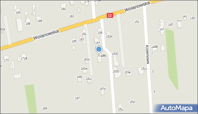 Radom, Wolanowska, 157a, mapa Radomia