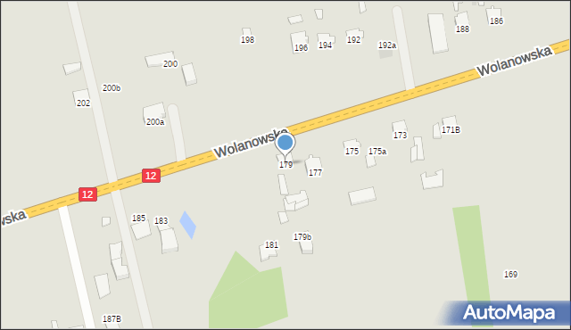 Radom, Wolanowska, 179, mapa Radomia