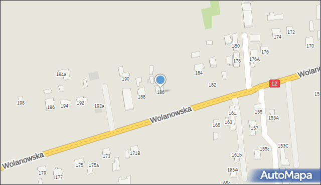 Radom, Wolanowska, 186, mapa Radomia