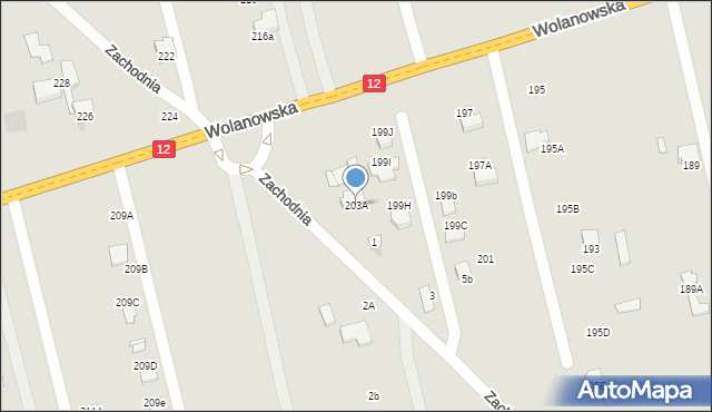 Radom, Wolanowska, 203A, mapa Radomia